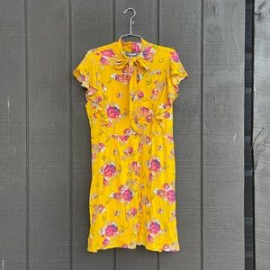 ModCloth Yellow Cowboy Boot Floral Dress